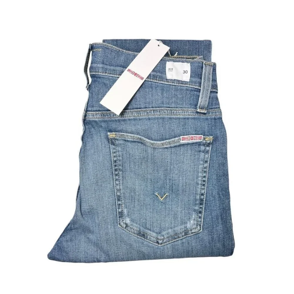 Hudson Mens Ace Med Wash Mid Rise Distressed Skinny Jeans Sz 30 x 32 New